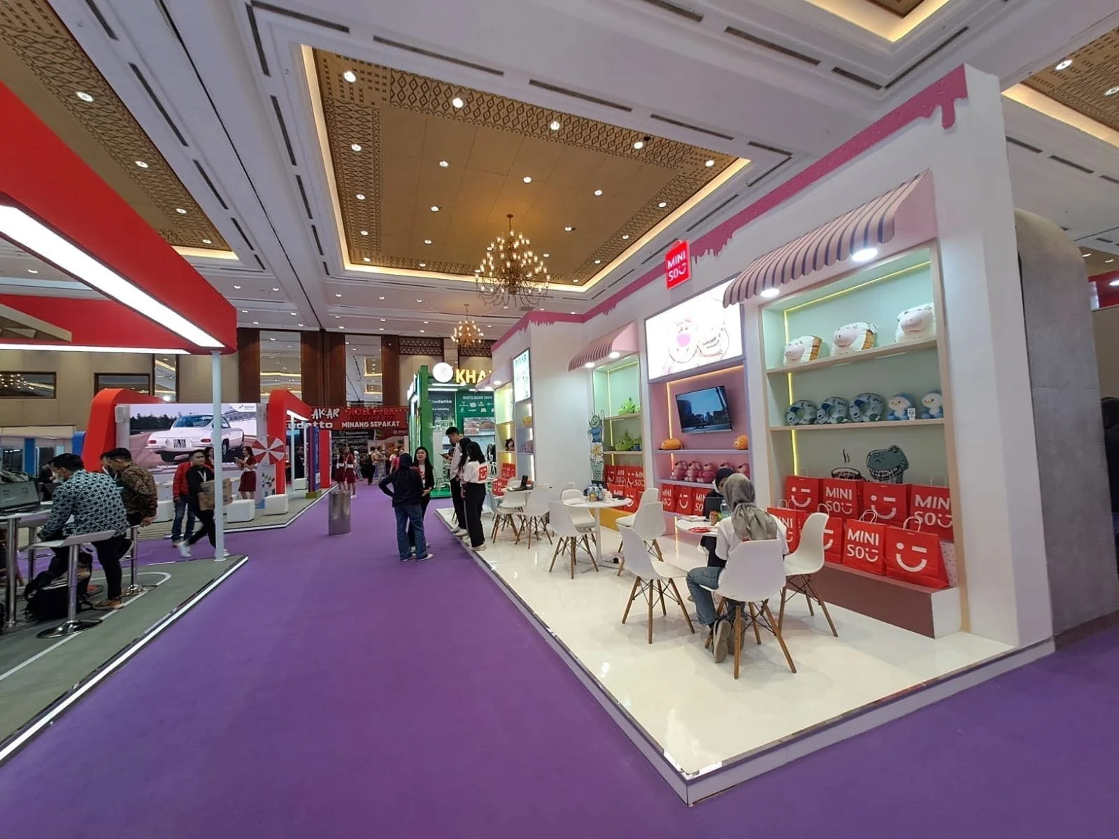 Bright beauty products exhibition booth